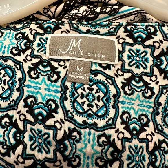 Women’s JM Collection Teal and Black Patterned Knit Top - Size M - NWOT - Picture 4 of 5